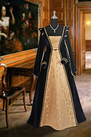 Ladies Medieval Tudor Ann Boleyn Costume And Headdress Size 12 - 14 Image